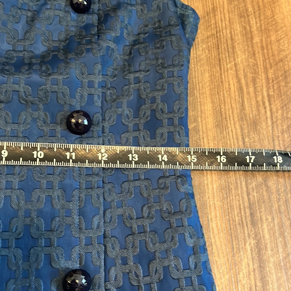 Reneevon Blue Jacquard Button Bow Bubble Ruffle Hem Dress S - Picture 5 of 8